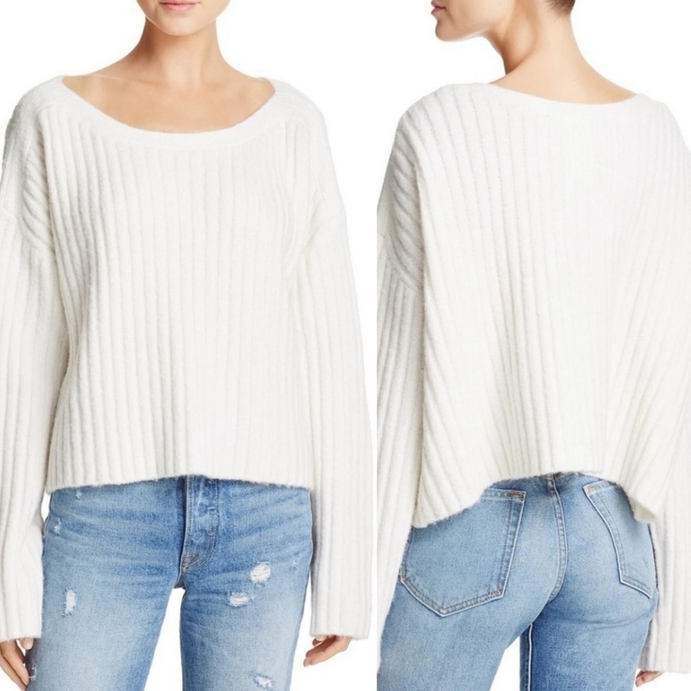 French Connection Ivory Boatneck Sweater Sz Large